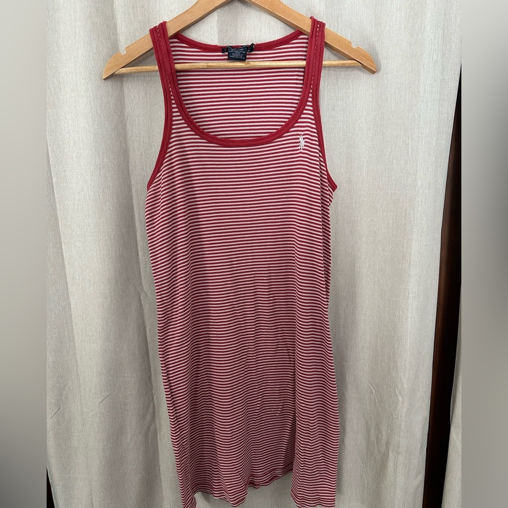 Ralph Lauren Sport Red and White Striped Tank Top